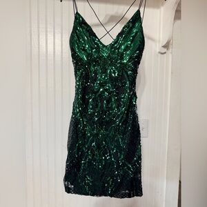 Glamorous Emerald Sequin Mini Dress